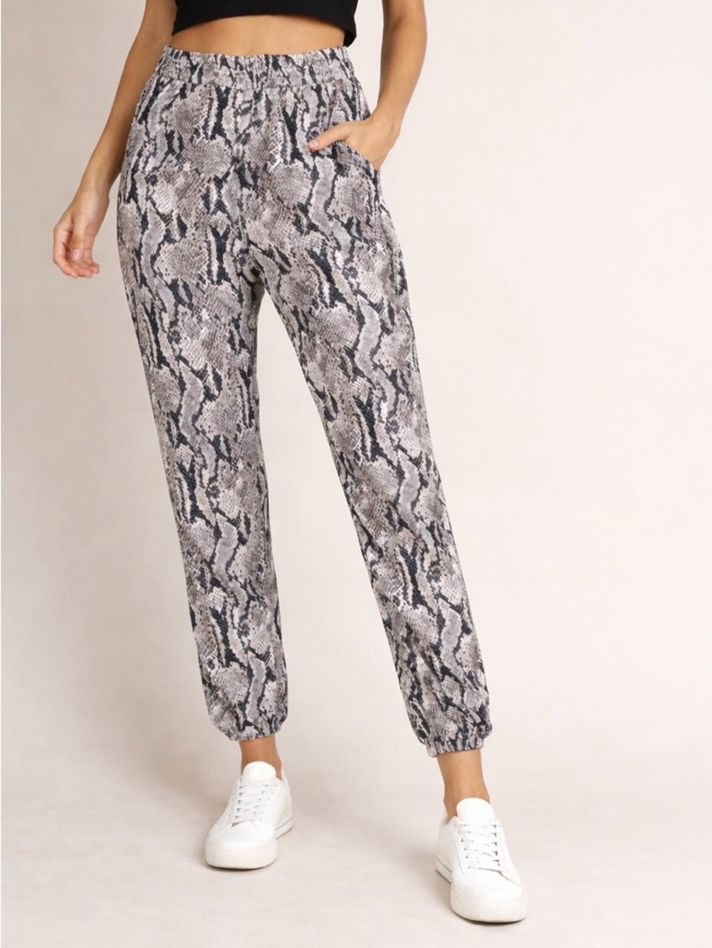 Express Snake Print High Rise Ankle Jogger Pants XS